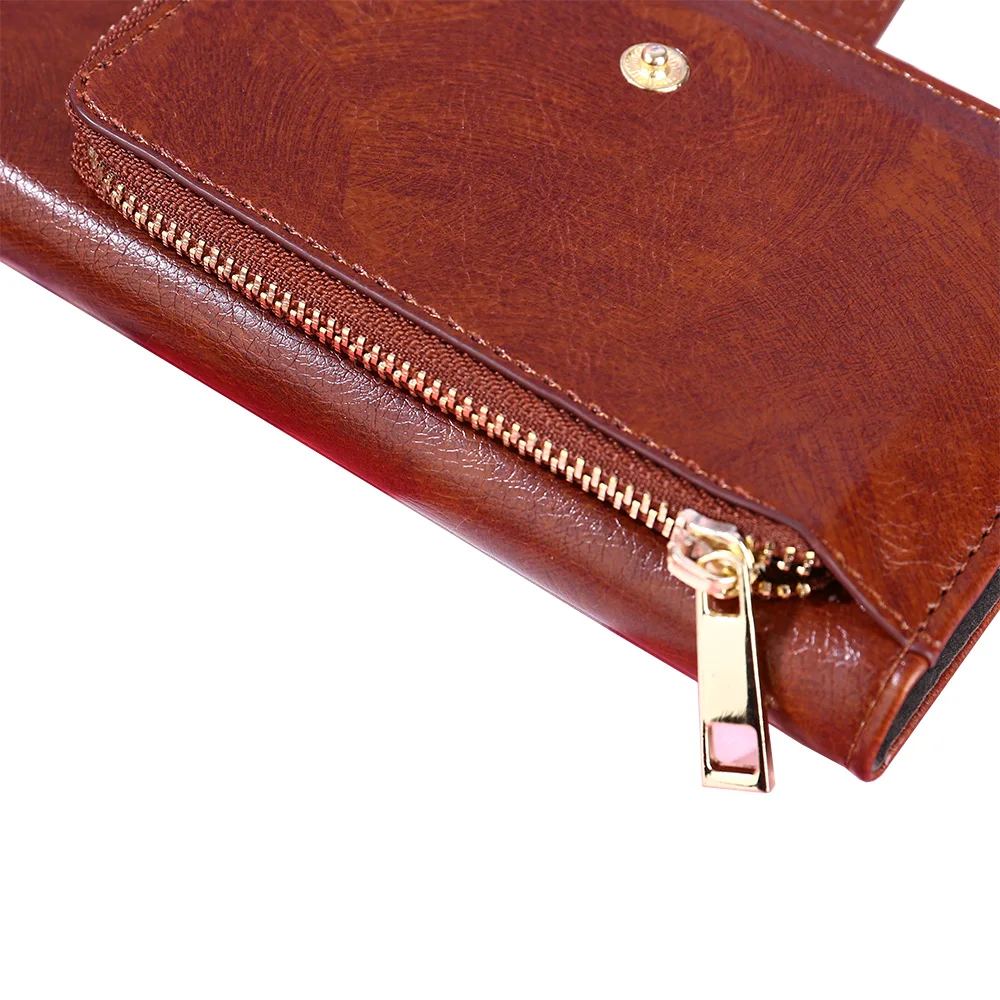 Luxurious Leather Zipper Wallet Case with Magnetic Closure