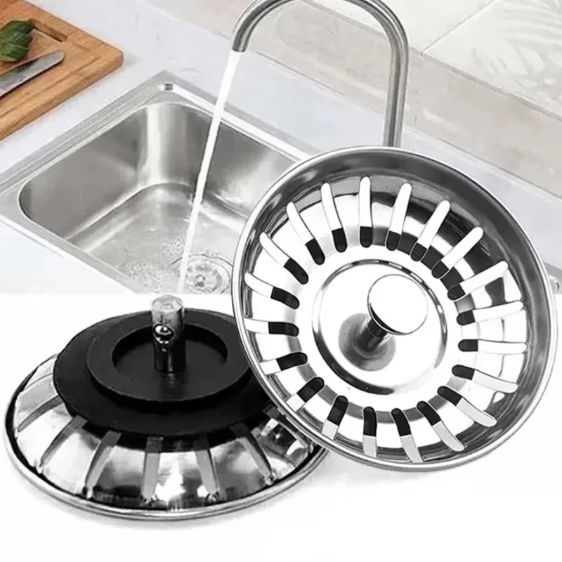 Sink Strainer Kitchen Sink Sewer Basin Drain Stopper Stainless Steel Sink Waste Plug Filter Anti-clog Floor Drain Kitchen Accessories