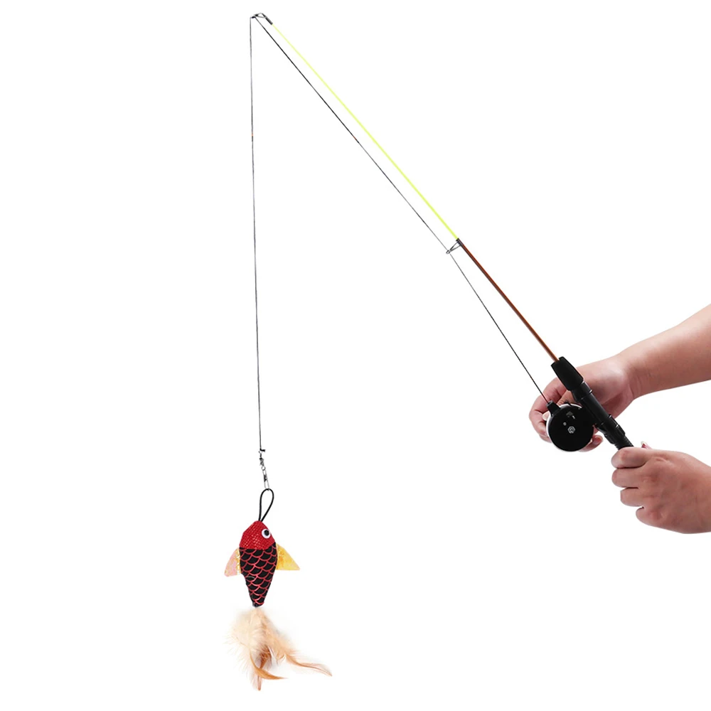 Cat Toy Simulation Fish Fishing Rod Chew Bite Toys Retractable Cat