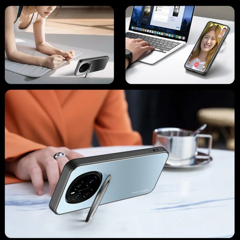 Enhanced Protective Matte Kickstand Case with Metal Camera Holder Cover