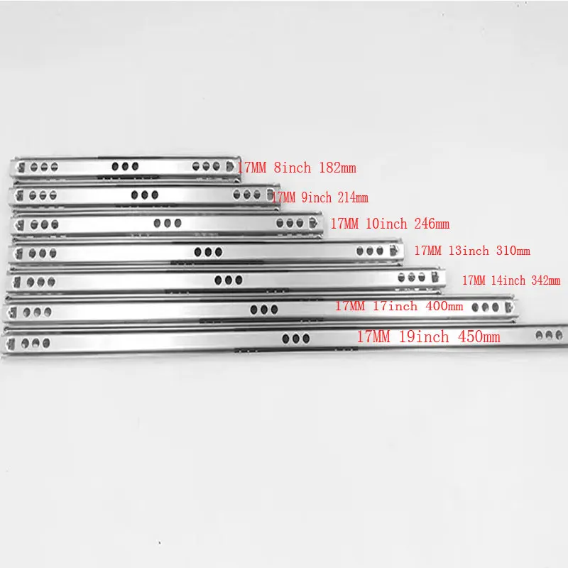 Drawer Steel Ball Slide Heavy Duty 10-15kg Fully Extension Micro Ball Guide Bearing Drawer Slide Runner 8/10/11/14/16 inches drawer slides