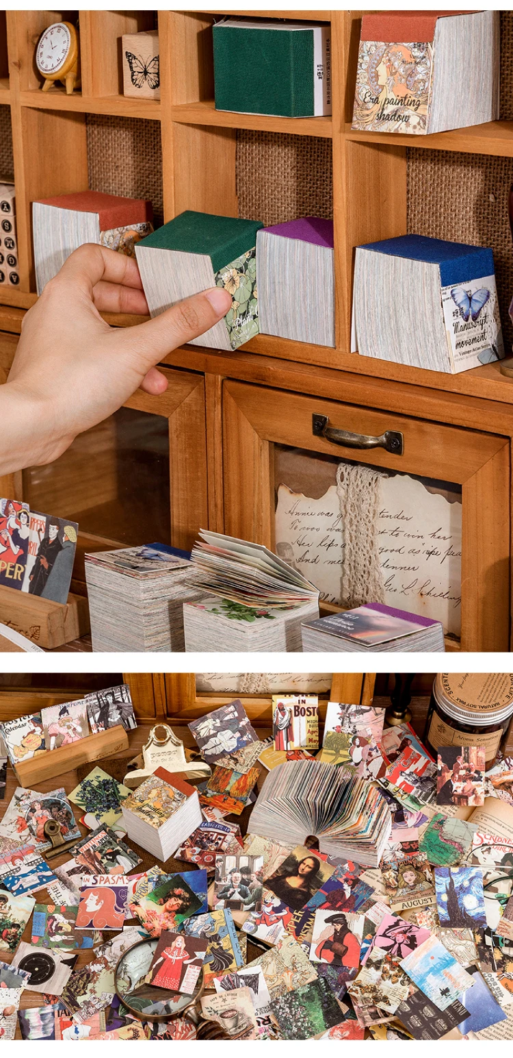 Die neue 400 teile/paket Leichtes Papier Vintage Handwerk Papier Mini Buch DIY Scrapbooking Kunst Collage Fotoalbum Dekor Liefert – Detail 8