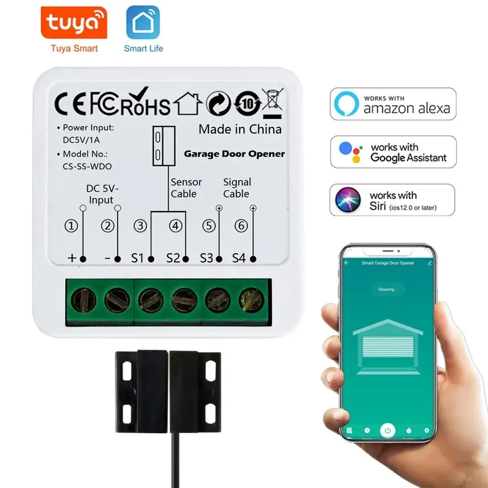 Tuya Smart Garage Door Opener Wifi Gate Door Controlor Compatibile Con Alexa Echo Google Home Siri