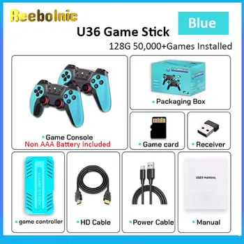 Reebolnic U36 Game Stick 128G 50,000+Games Installed 4K HD Output Retro Video Game Console 3D 40+Simulators PSP PS1 Boy Gifts 8