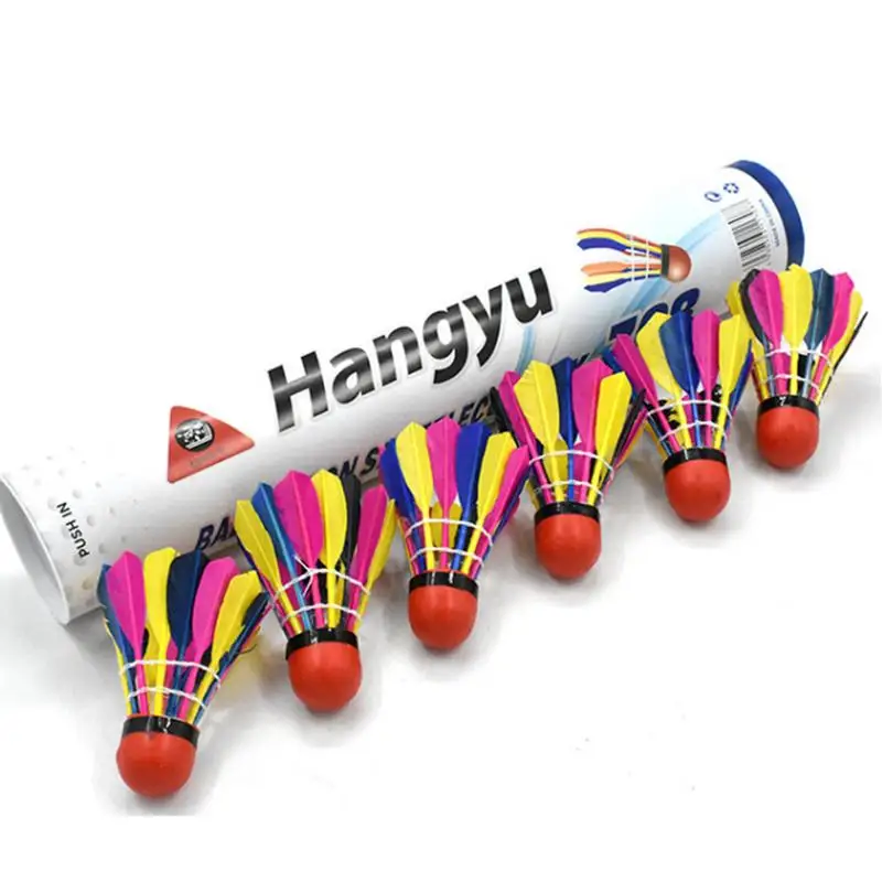 Badminton Feather Colorful Sports Badminton 10-Pack Duck Feathers & Rubber Ball Stable Flight Ball For