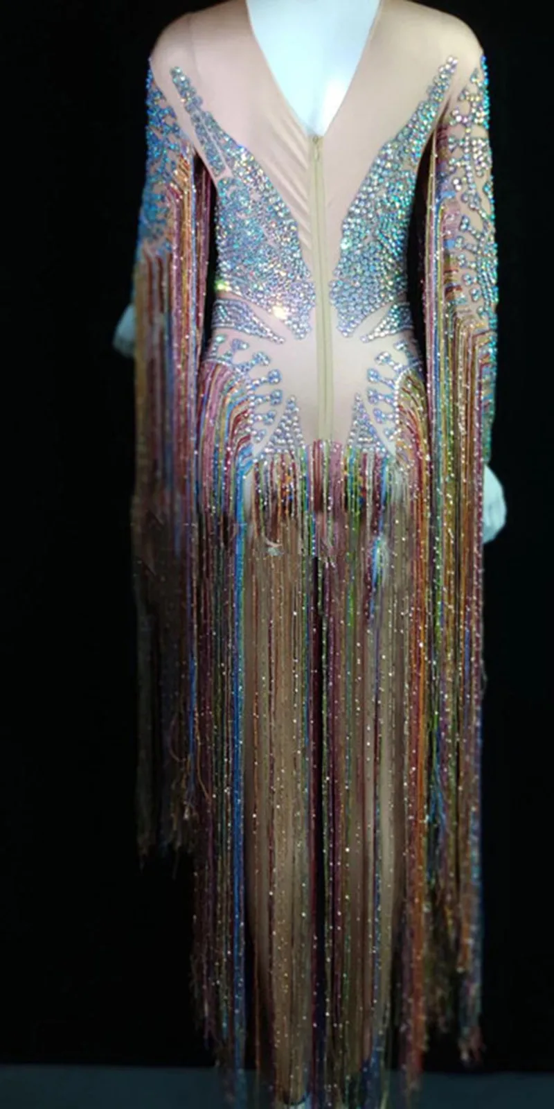 Rhinestones Jumpsuit Bodysuit for Women Nightclub Singer Stage Dance Costume Women Jumpsuit Rhinestones Dress Women Dance Costume Stage Performance Costume Sexy Evening Dress