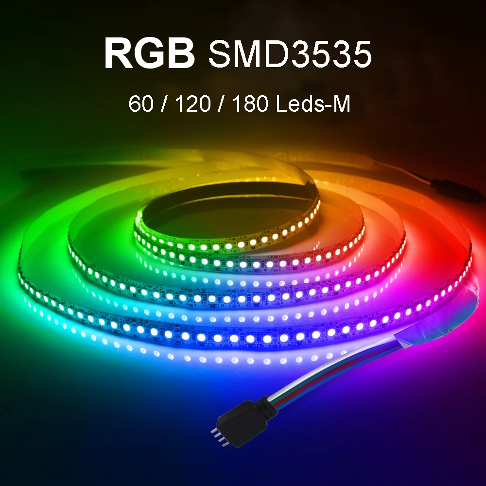 

5 м 3535SMD 5 мм 8 мм 10 мм ширина PCB 60 светодиодов/м 120 светодиодов/м 180 светодиодов/м RGB фотолента меняющая цвет 12 В постоянного тока Гибкая фотолента IP21/IP67