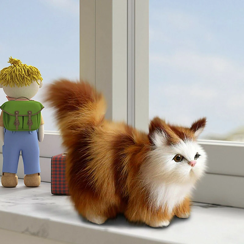 Cute Plush Cat Toys Simulation Stuffed Animal Kitten Toy Realistic Model Decoration for Kids Children Birthday Gift | Дом и сад