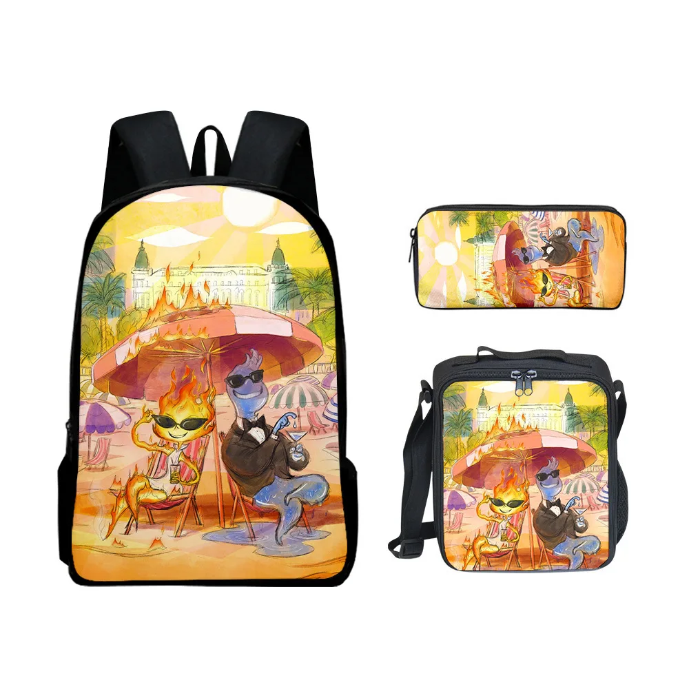 Classic Fashion Funny Elemental 3D Print 3pcs/Set pupil School Bags Laptop Daypack Backpack Lunch bag Pencil Case