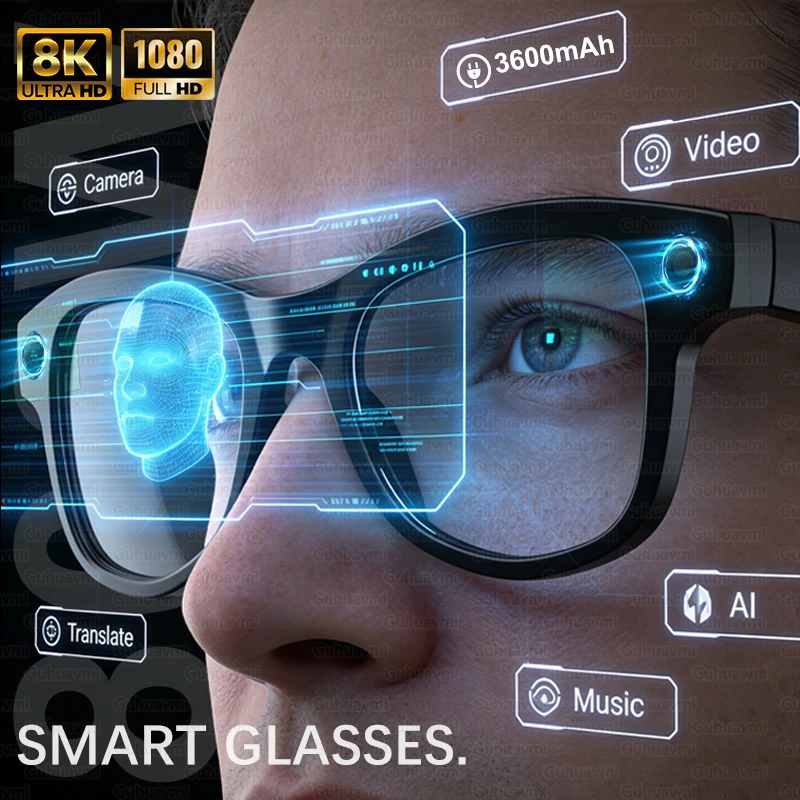 2026AI Smart Glasses M02 Ultra – 1080P HD Camera, ChatGPT AI Assistant, 32GB Storage, Language Translation, Music & 3600mAh Charging Case Sunglasses 1