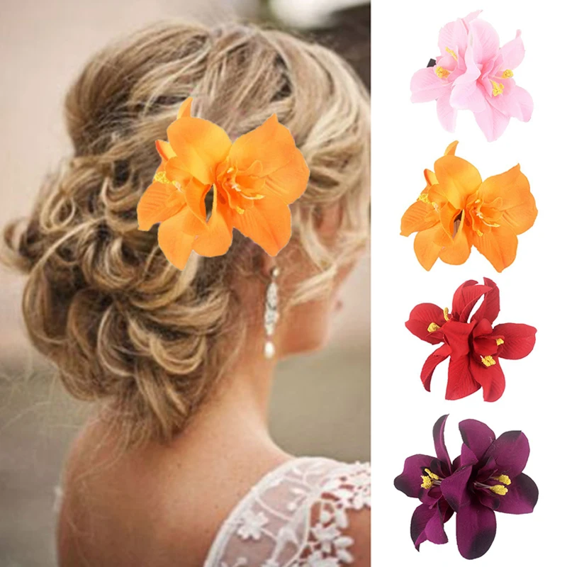 

1PC Orchid Flower Hair Clips For Women Girls Hairpins Artificial Flower Barrette Hairclip Wedding Party Hair Accessories