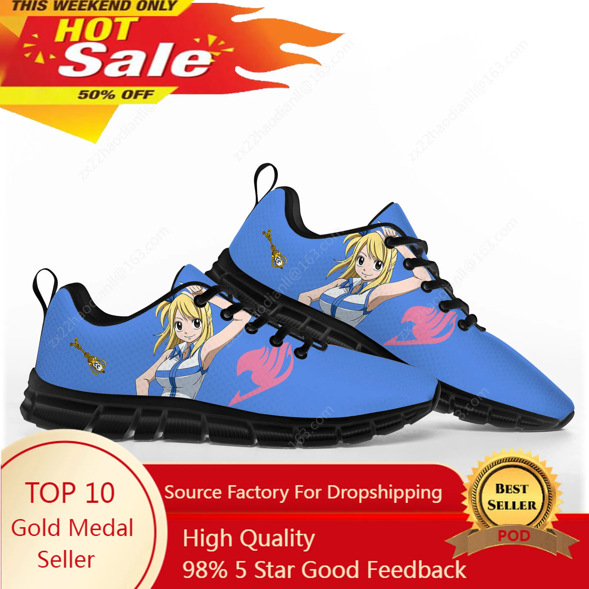 Lucy Heartfilia Anime Fairy Tail Sports Shoes Mens Womens Teenager Kids Children Black Sneakers Custom High Quality Couple Shoe