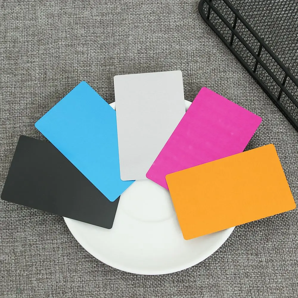 50Pcs Metal Business Name Cards Multicolor Aluminium Alloy Sheet Testing Material for Laser Marking Machine Metal Blank Card