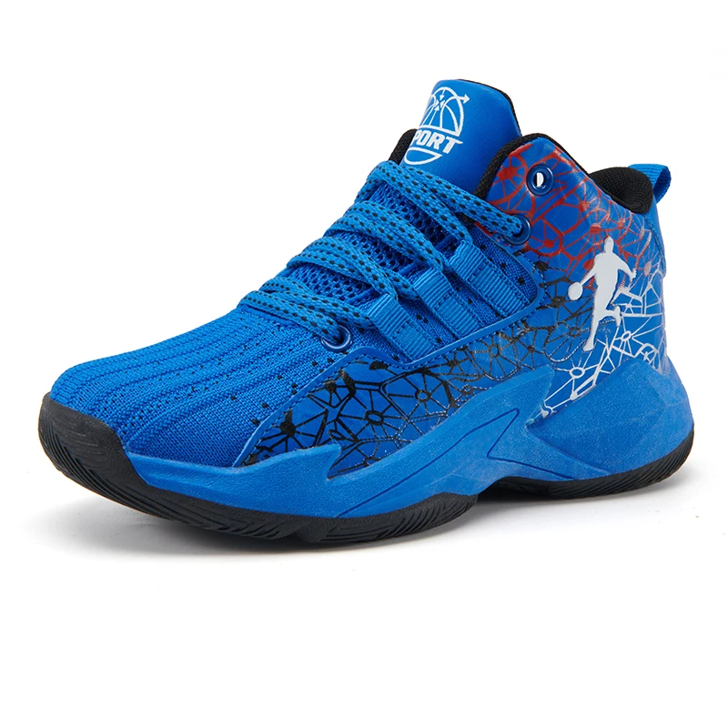 Kids' Non-Slip Breathable Basketball Sneakers - Lace-Up Athletic Training Shoes