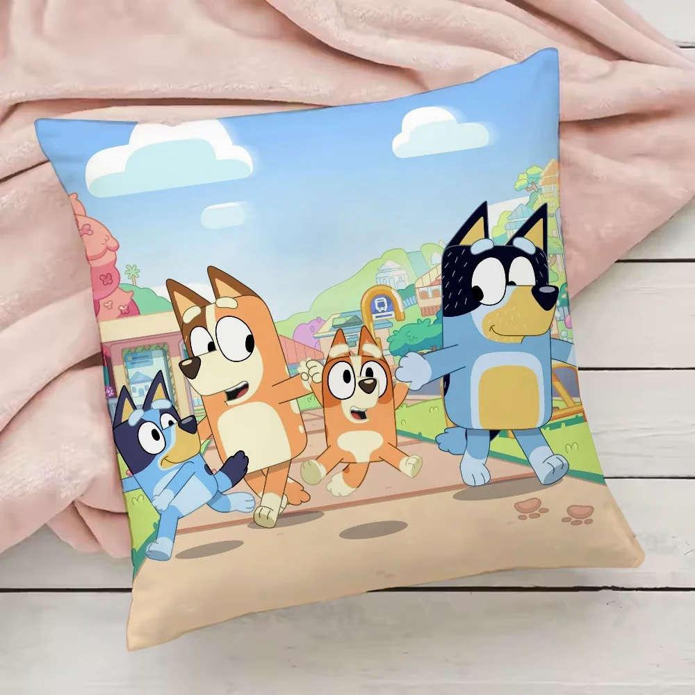 Bluey-B-B-Blueys Pillow Case Pillowcase Anti-dustmite Pillow Invisible zipper silky short plush Sofa cushion cover 3