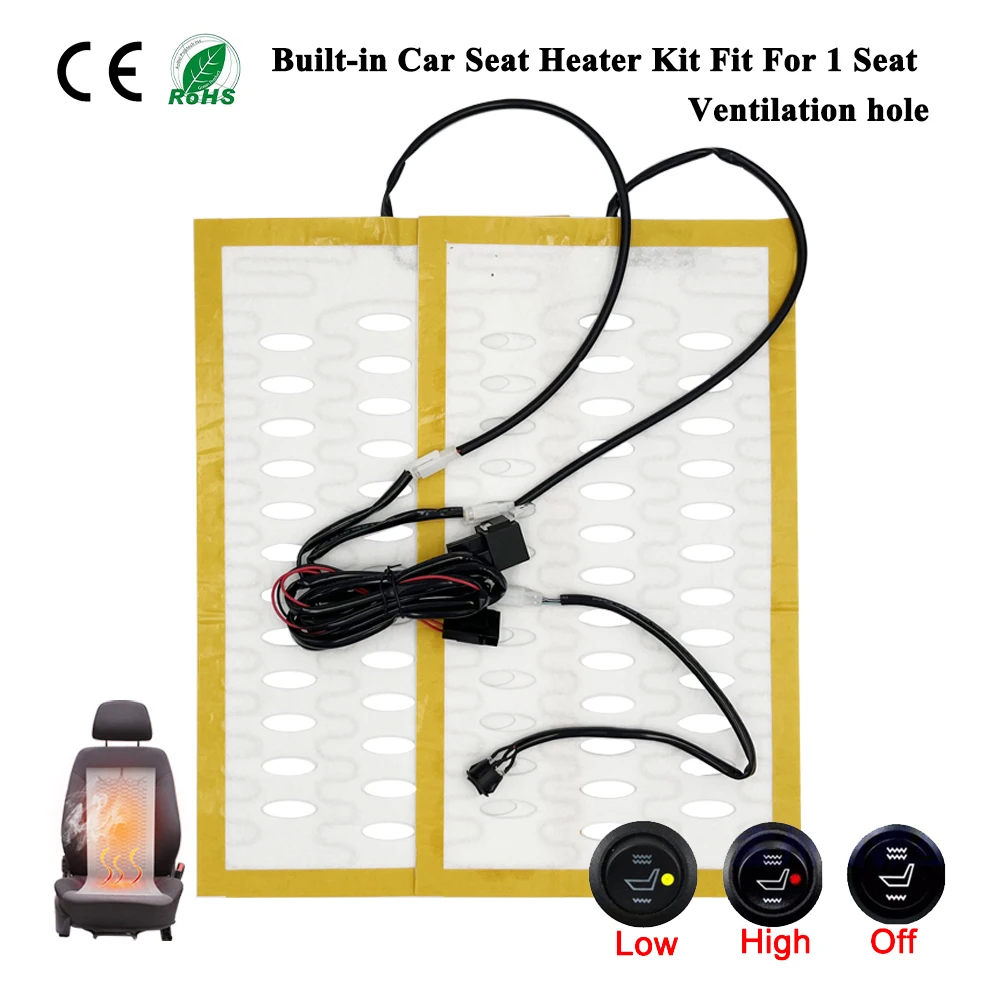 범용 내장 카시트 히터 키트 1 시트 12V 합금 와이어 고속 가열 패드 HI/L..