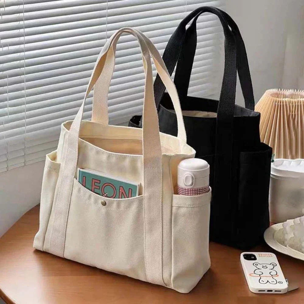 

Вместительные холщовые сумки-тоуты для работы, поездок, сумка для переноски, студенческий наряд в стиле колледжа, сумка через плечо для книг, Bolsos Para Mujer
