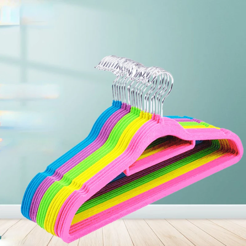 

5pcs/10pcs 42cm Men's and Women's Household Flocking Non-slip Hangers Are Special for Lint-free Finishing and Storage.