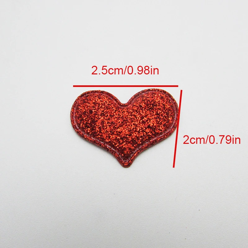 50 Stücke 2,5*2 CM Glitter Herz Gepolsterte Applikationen Handgemachte Haarspange Zubehör Und Tuch Dekorative Accessoires – Detail 1