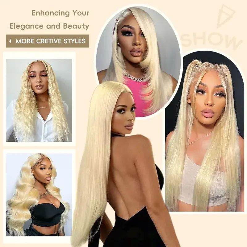 30 Inch 613 Lace Front Wig Human Hair Straight Blonde 13x6 Lace Front Wig Human Hair 200% Density Pre Plucked Wigs for Women
