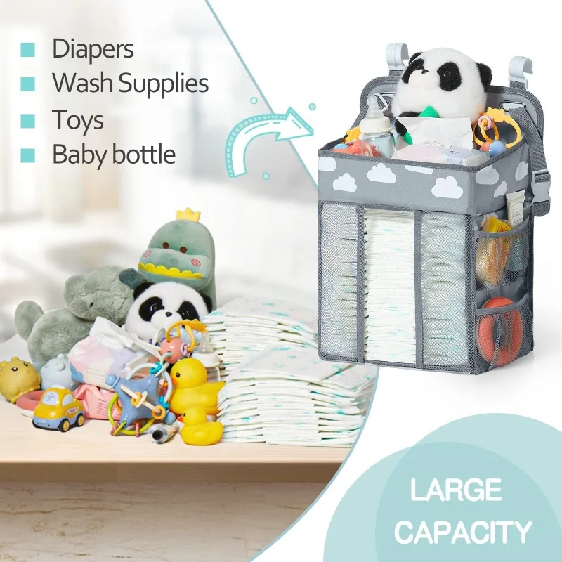 

Home Creativity Foldable Crib Storage Hanging Bag Diaper Storage Hanging Bag Bedside Storage Bag Clothing Sorting Hanging Bag