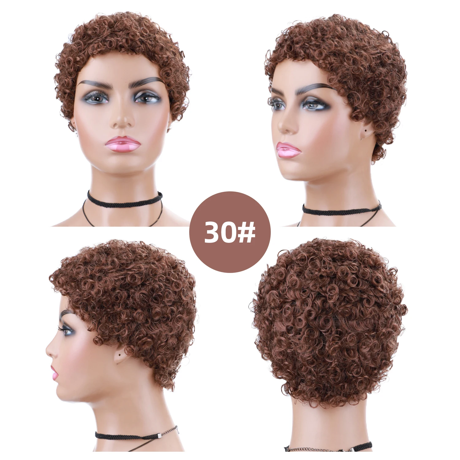 Lydia synthetische Perücken für Frauen kurze 3 Zoll verworrene Locken Kanekalon hitze beständige Faser verworrene schwarze tägliche & Party Perücke – Detail 14