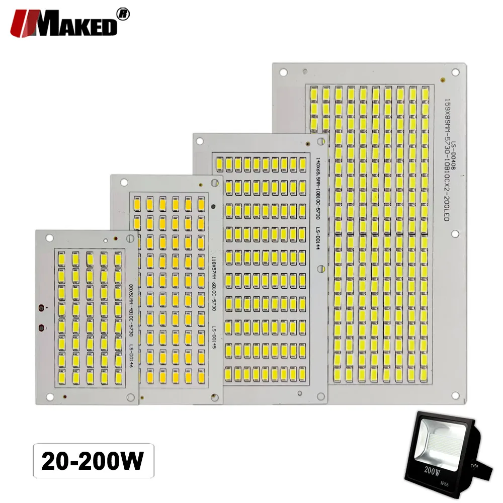 

5PC LED PCB Floodlight Plate Replace 20W 30W 50W 100W 150W 200W SMD5730 100%Full Power Light Source Panel For Outdoor Lamps DIY