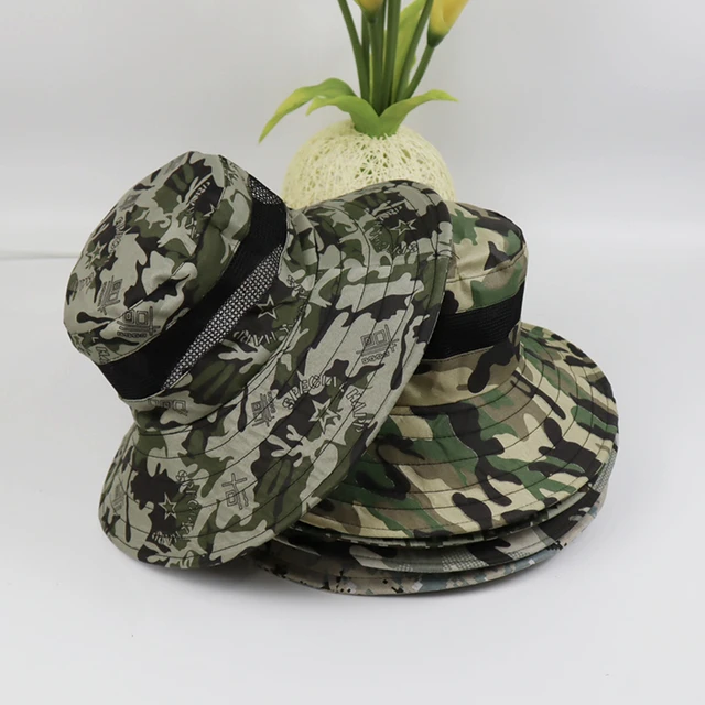Outdoor Camouflage Bucket Hat Hiking Fishing Climbing Fisherman Panama Cap  Summer Men Military Tactical Camo Boonie Hats