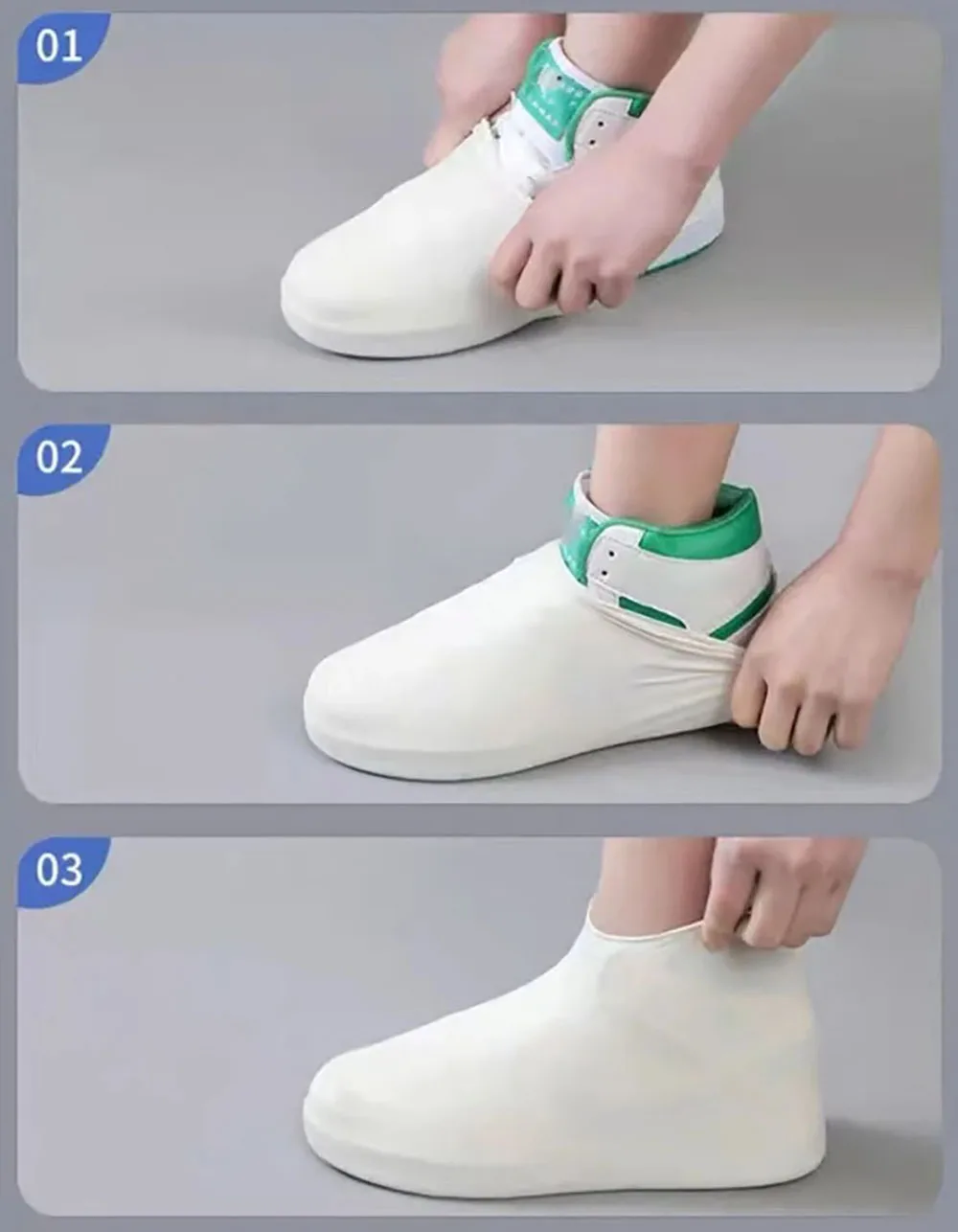 1 Paar wasserdichte Silikon-Überschuhe für Regentage, wiederverwendbar, rutschfest, für Erwachsene_voghion.com