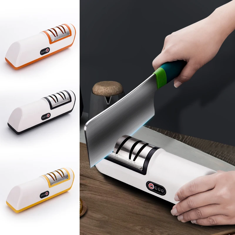 

USB Charging Household Sharpener Professional Electric Sharpener 2-Stage Sharpening System 4-speed Kitchen Knife Blade Sharpener