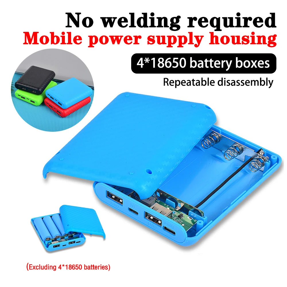 Custodia per scatola batteria 18650 Custodia per caricabatterie Power Bank fai-da-te Custodia di ricarica Accessorio per alimentatore senza saldatura - immagine 5