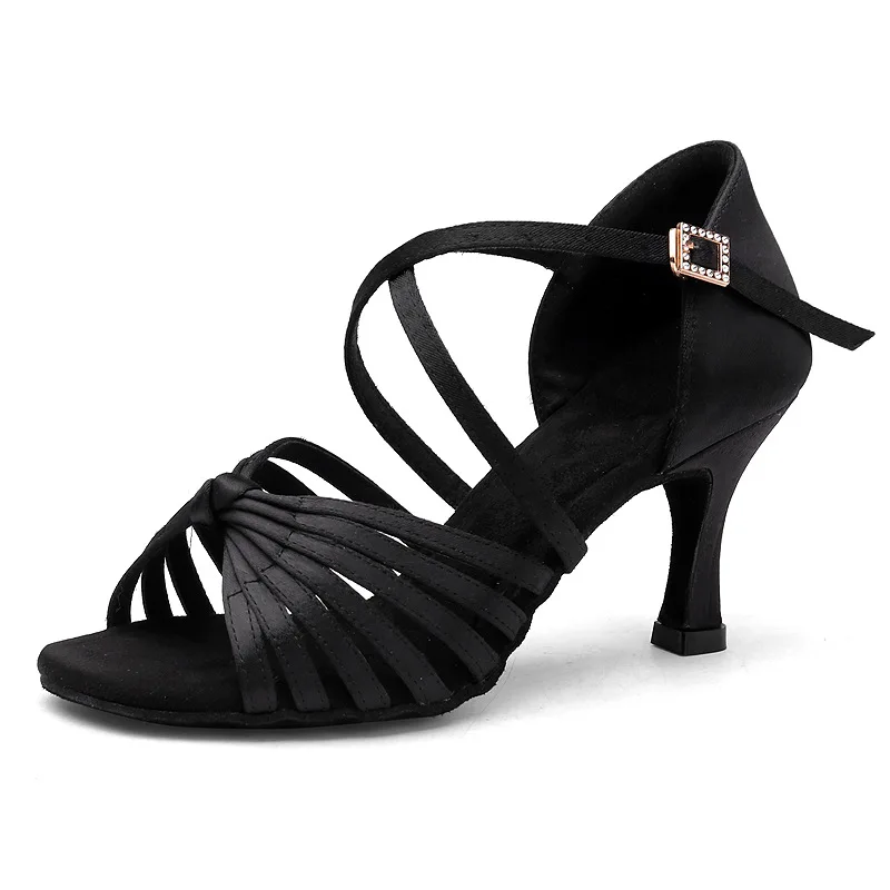 USHINE  Quality Women's Silk Satin Latin Dance Shoes Professional Ballroom Salsa Pratice Performance Dacing Shoes 5
