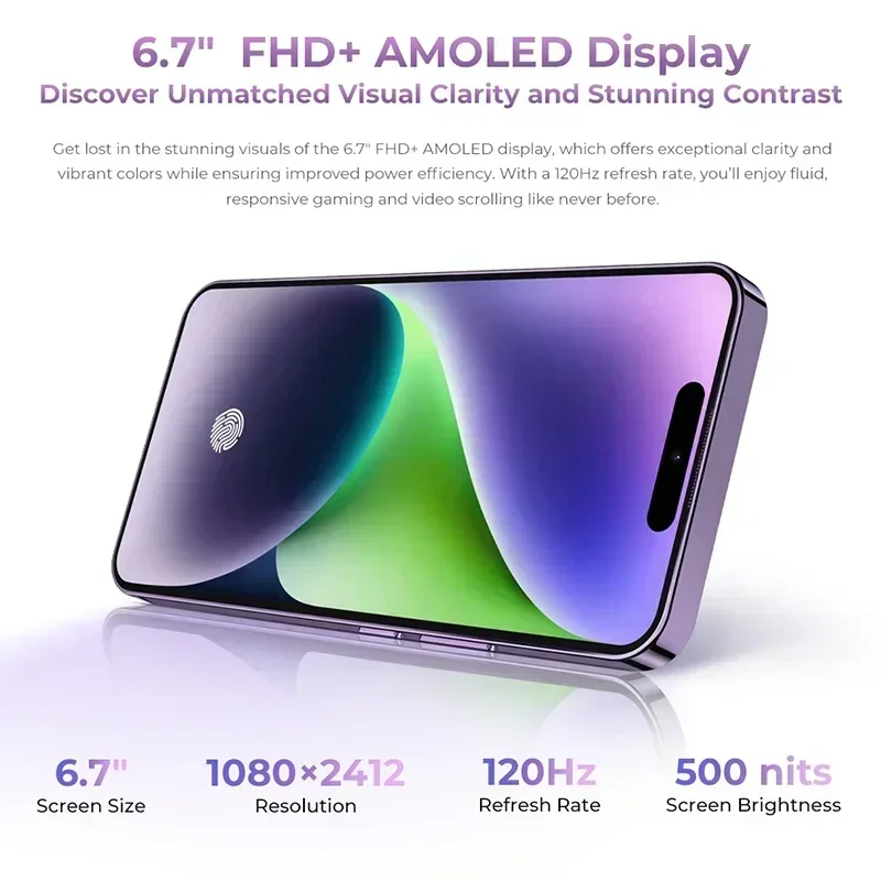 OUKITEL P1 Smartphone Global Version 6.7'' 120Hz AMOLED Display 8GB 256GB MTK Helio G99 50MP Main Camera 5150mAh NFC Cellphone 4