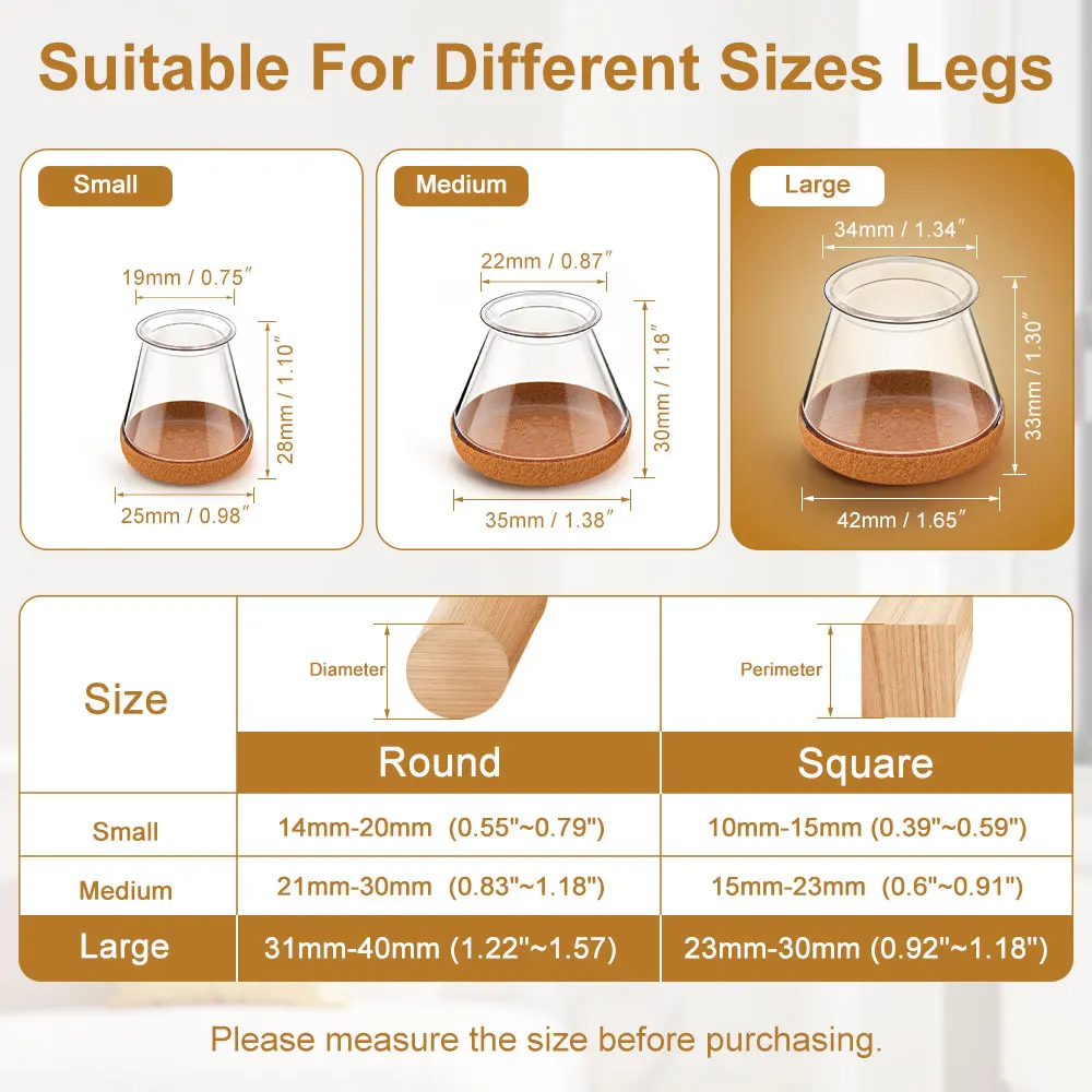 Silicone Chair Leg Protectors with Felt Pads - Anti-Scratch & Noise Reducing Furniture Feet Covers for Hardwood Floors, Set of 16