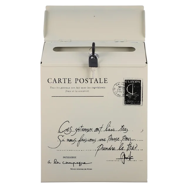 Country Dekoráció Postafiók Vintage Levélzárási Panasz Javaslat 29.3X21.7X6,5 Cm Zárható Fehér Vaslemez