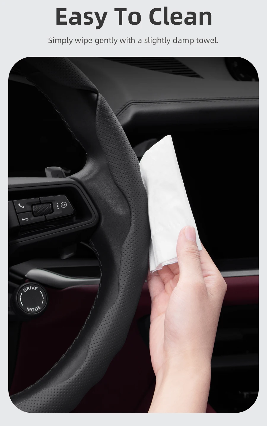Passend für Lincoln Lenkradbezug, gewelltes Muster, sportliches, atmungsaktives Leder, segmentierte rutschfeste, schweißabsorbierende Schutzhülle für Mkc Mkz Mkx Continental Navigator Mkt Mark Viii Town Car Aviator Ls – Detail 14