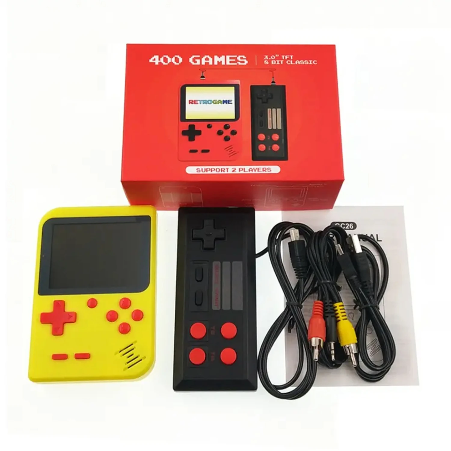 GAMINJA GC26 Retro Portable Mini Handheld Video Game Console 3.0 Inch Color LCD Color Game Player Built in 400 Games