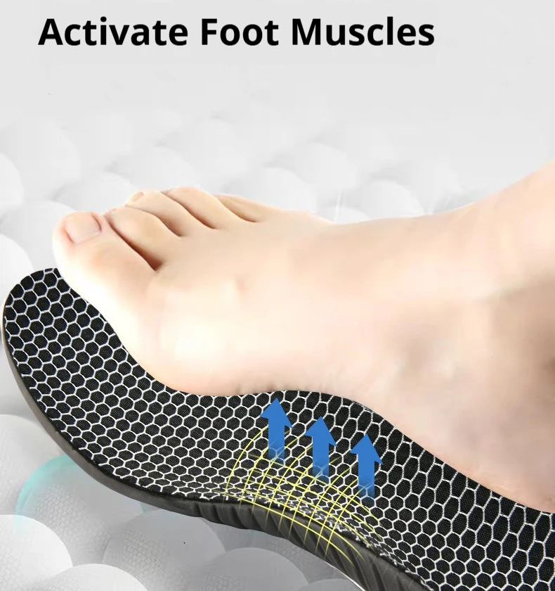 2 Stück/4 Stück Neue Atmungsaktive Anti-Geruchs-Schuheinlagen Schwarze Gewölbestütze Orthopädische Einlegesohle Stoßdämpfende Sport-Einlagen – Detail 10