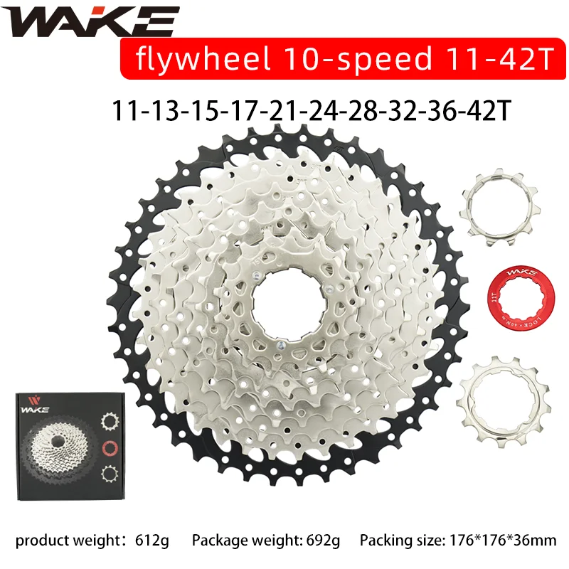 

Wake Mountain Bike Cassette 10 Speed 25/28/32/36/40/42/46T Sprocket Freewheel for Cycling MTB Folding Road Bicycle Accessories