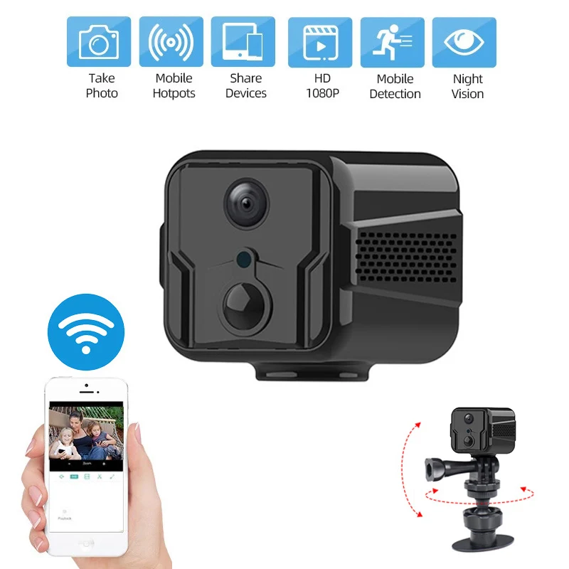 

WiFi Mini IP Camera 1080P HD PIR Motion Detection Two Way Audio H265 CCTV Security Surveillance Camera 3000mAh Battery Powered