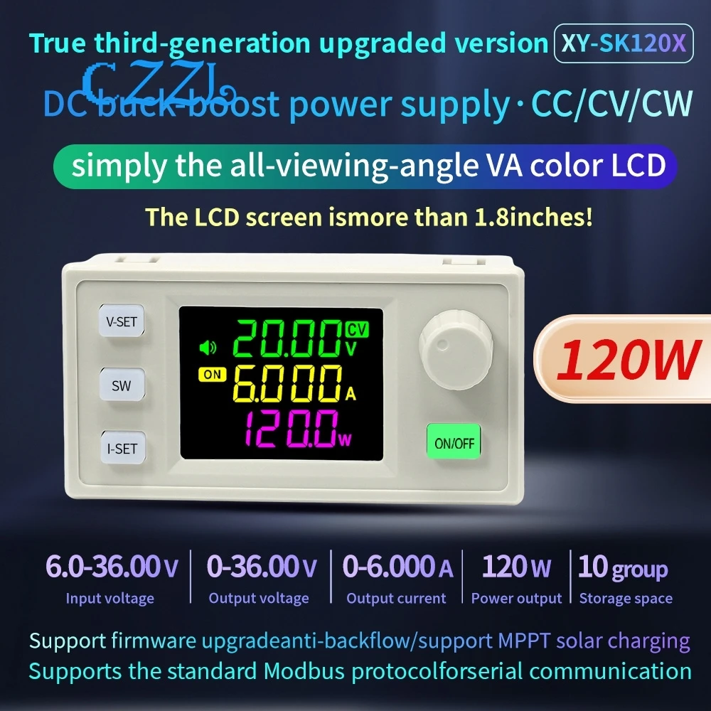 SK120X CNC 120W DC-DC Step Up/Down Bench Power Supply 6-36V to 0-36V USB Stabilized Voltage Boost Buck Converter