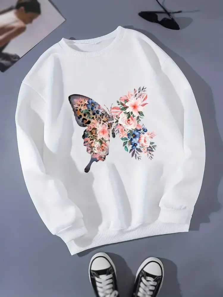 

Leopard Flower Trend 90s Clothing Lady Long Sleeve Winter Fashion Casual Graphic Sweatshirts Women Print Fleece Pullovers