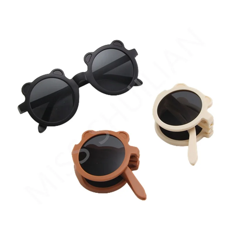 

Baby Bear Folding Children Sunglasses Girl's Simple Matte Glasses Frame Boy Kids Cute Sun Protection Eyeglasses Foldable Eyewear