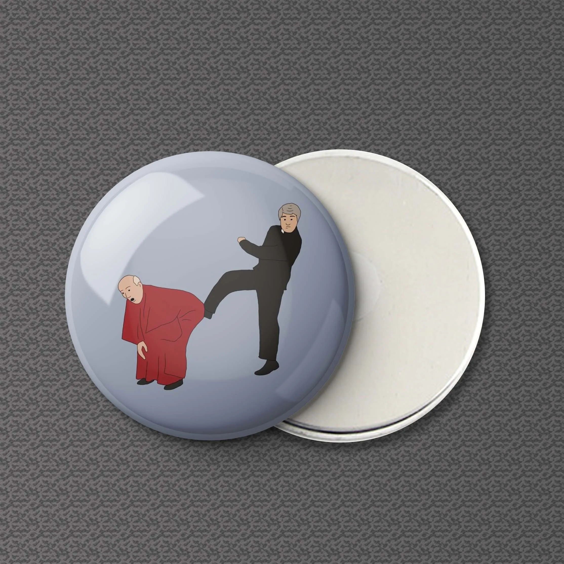 

Father Ted Kicking Bishop Brennan Up The Arse Refrigerator Magnet Metal Kitchen Jewelry Gift Funny Decor Women Home Cartoon