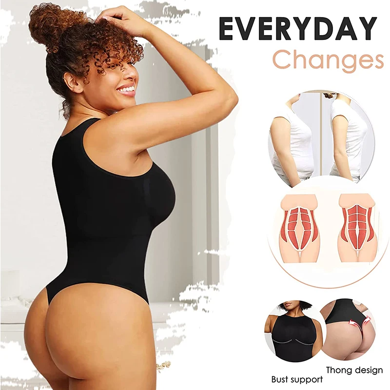 Thong Bodysuit for Women Crew Long Sleeve Seamless Tummy Control Shapewear,  Sexy Tops T Shirt Body Suit (Color : Skin 2, Size : XX-Large)