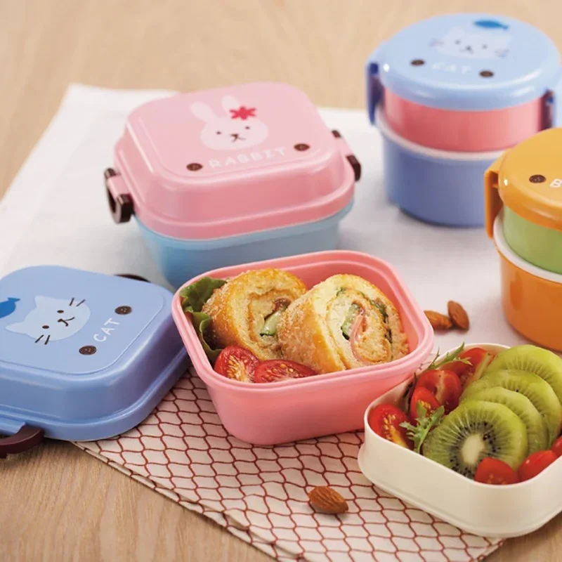 1pc Cartoon Healthy Plastic Lunch Box Microwave Oven Lunch Bento Boxes Food Container Dinnerware Kid Childen 540ml Lunchbox