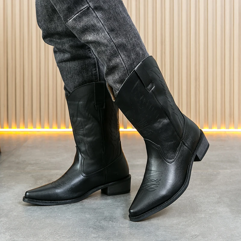 English Style Men's Chelsea Boots Pointed Tips Trendy Brown Work Boots High-end Banquet Dress Boots for Men‘s Free Delivery