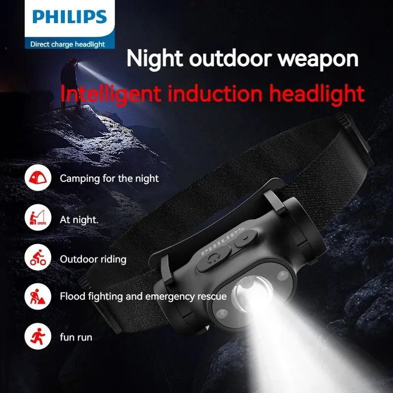 Philips-linterna-frontal-LED-con-Sensor-faro-recargable-tipo-C-para ...