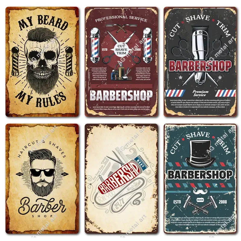 

Barber Shop Vintage Poster Shave & Haircut Metal Tin Signs Bar Pub Home Decor Wall Plates Art Painting posters 20x30cm