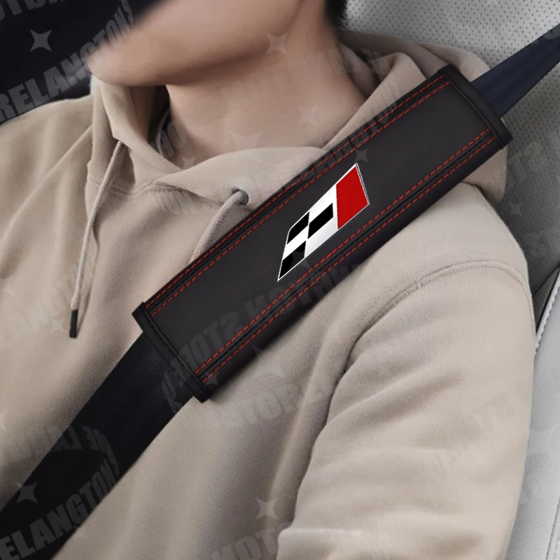 Seat Belt Covers Safety Belt Shoulder Guard Car Seat Belt Accessory 2Pcs Car Styling Racing Flag Race Flag Logo Leather Car Safety Belt Shoulder Cover Pads For Ibiza Leon Toledo Mii Born Cordoba